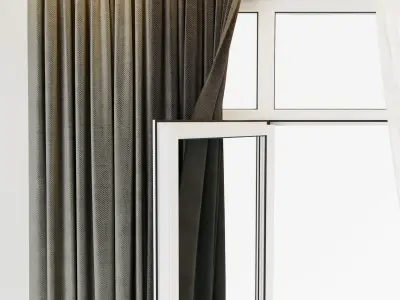 curtains when open window 002 Low-poly 3D model