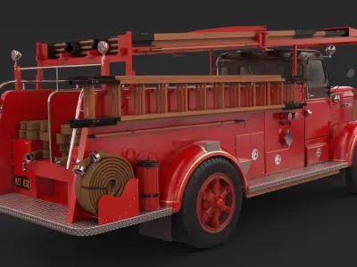 Fire Truck - ENGINE 97 1953 FWD Pumper high poly 3D model