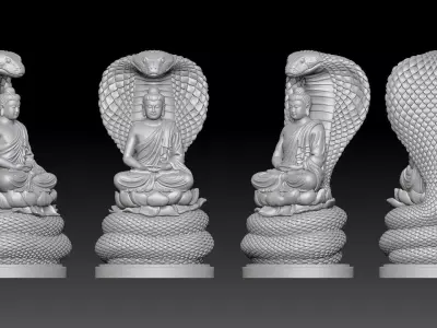 Buddha and snake  3D print model