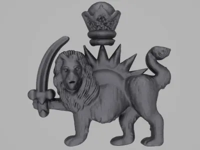 free gold simple lion and sun Free 3D print model