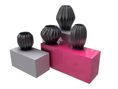 Black Modern Decor Vase 2 3D model