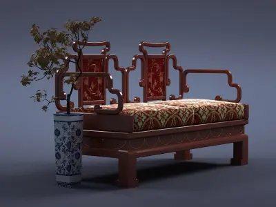 cabinet cabinet wardrobe sofa bed table bookshelve 3D model