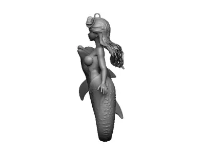 mermaid and dolphin pendant 3D print model