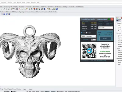 Skull demon pendant jewelry gold 3D print model