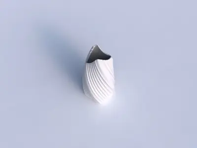 Vase twisted double arc quadratic with extruded vertical lines 3D print model