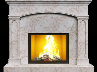 contemporary marble fireplace 3D model