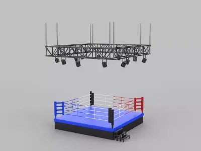 boxing ring with light 3D model