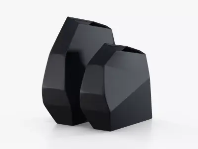 Black Vase Origami Set Low-poly 3D model