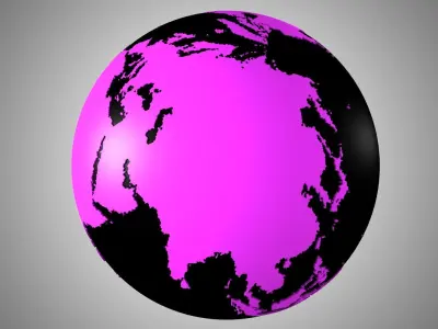 Solid Color Black Pink Globe 3D model