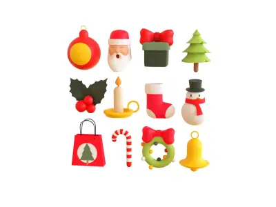 Christmas Items Collection v001 Low-poly 3D model