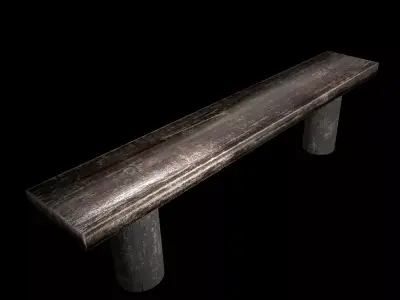 Old wooden bench low poly Free low-poly 3D model