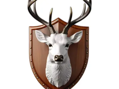 White Deer Head Wall Mount Trophy Low-poly 3D model