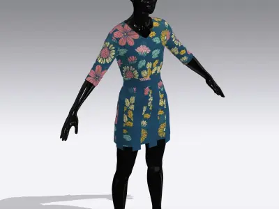 Female Cloth Dress Low-poly 3D model