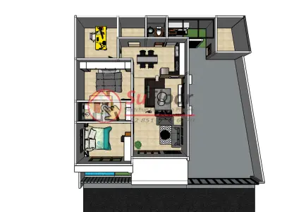 House 14x12m code 446- Sketchup 3D model 3D model 3D model