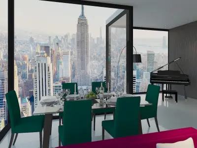 Skyscraper Living Room Interior Design 3D model