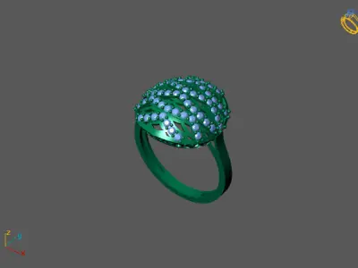 STL 3DM Women Ring Womens Ring Diamonds With Stone Model DP1101 3D print model