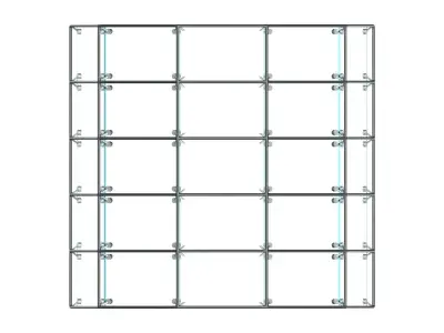 Arched structure wireframe with connections and glass panels 3D model
