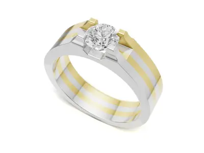 Mens Two-Tone Solitaire Wedding Ring  3D print model