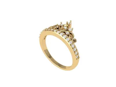 Crown Diamond Ring  3D print model