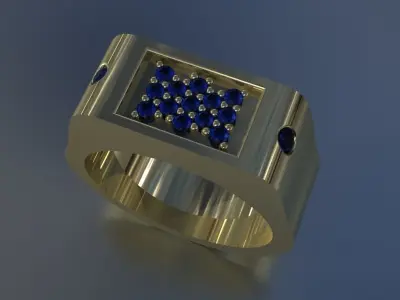 Size 9 Mens Diamond Ring Platinum Gold Luxury Jewelry 3D print model