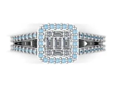 halo engagement ring for women 3D print model