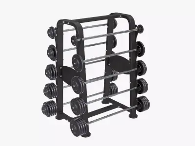 Barbells on rack set 01 3D model