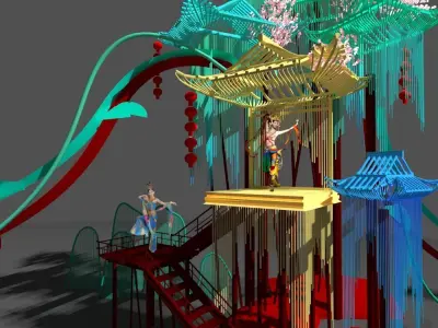 Chinese arts stage 3D model