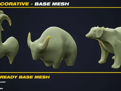 15 Decorative Base Mesh - VOL 13 - Game Ready Low-poly 3D model