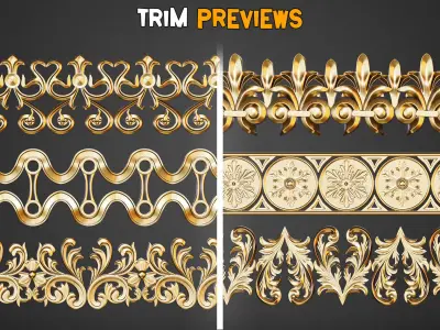 50 Ornamental Trim Brushes    Vol 43 Low-poly 3D model