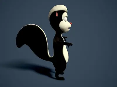 cartoon polecat Low-poly 3D model