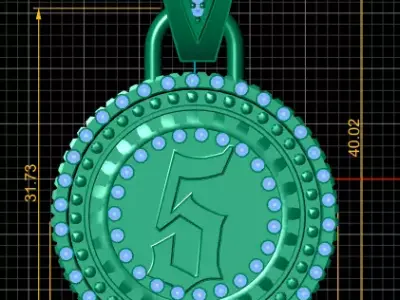 gold monogram pendant 3D printable model  3D print model