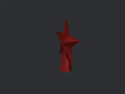 Red Star Christmas Tree Topper Low-poly 3D model