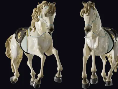Carousel Horse Sculpture model beige 3D model