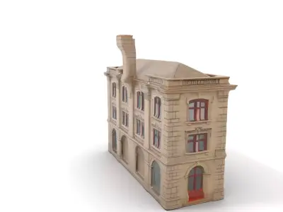 Vintage Stone Building model pack Low-poly 3D model
