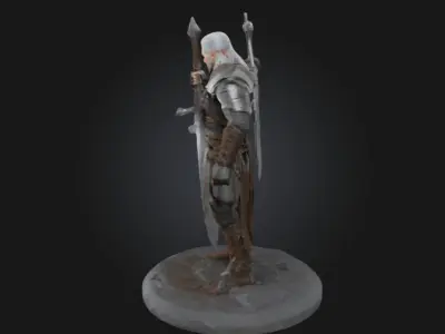 Geralt of Rivia 3D Printable Statue  The Witcher Collectible 3D print model