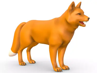 High Poly Model Beautiful Red Fox Low-poly 3D model