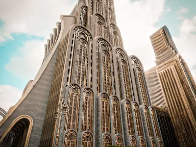 ART DECO SKYSCRAPER BUILDING 07 Low-poly 3D model