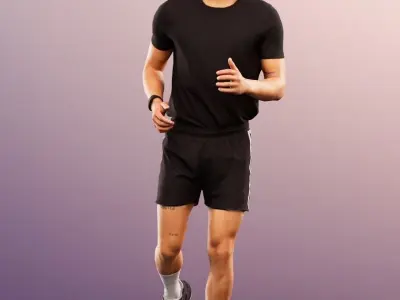 Henrik 12560 - Running Asian Man Low-poly 3D model