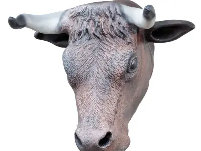 Decorative bull head on the wall 3D model