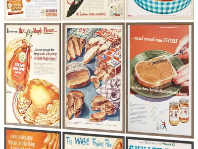 Retro Food Posters for Cafe or Restaurant 3D model