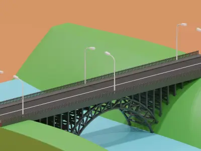 Cartoon Steel Bridge 3D model