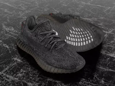 ADIDAS YEEZY BOOST RUNNER 350 V2 STATIC BLACK 3D SHOES Low-poly 3D model