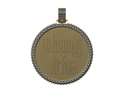 Thug life 40mm iced memory picture pendant with bail 3D print model
