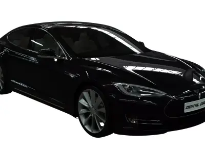Realistic Car Tesla Model S Realistic PBR Vehicle with Interior  Low-poly 3D model