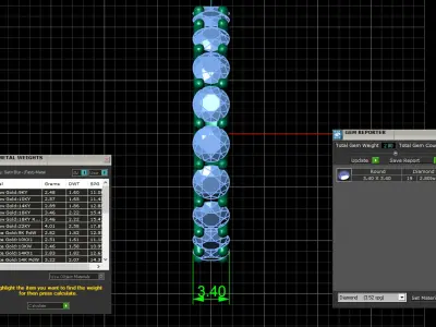 U Shaped Eternity Ring 3 point 4 mm stone size swiss 13 and EU53 3D print model