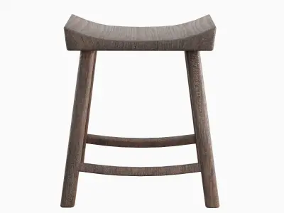 Old Wooden Chair Set Low-poly 3D model