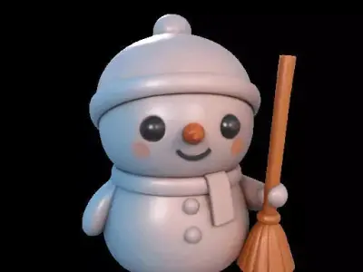 Cheerful Cartoon Snowman 3D print model