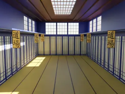 Kung-Fu Hall Low-poly 3D model