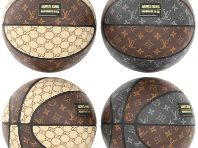 louis vuitton and gucci basketball 3D model