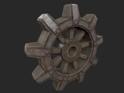 Wooden Wheel Low-poly 3D model purchase